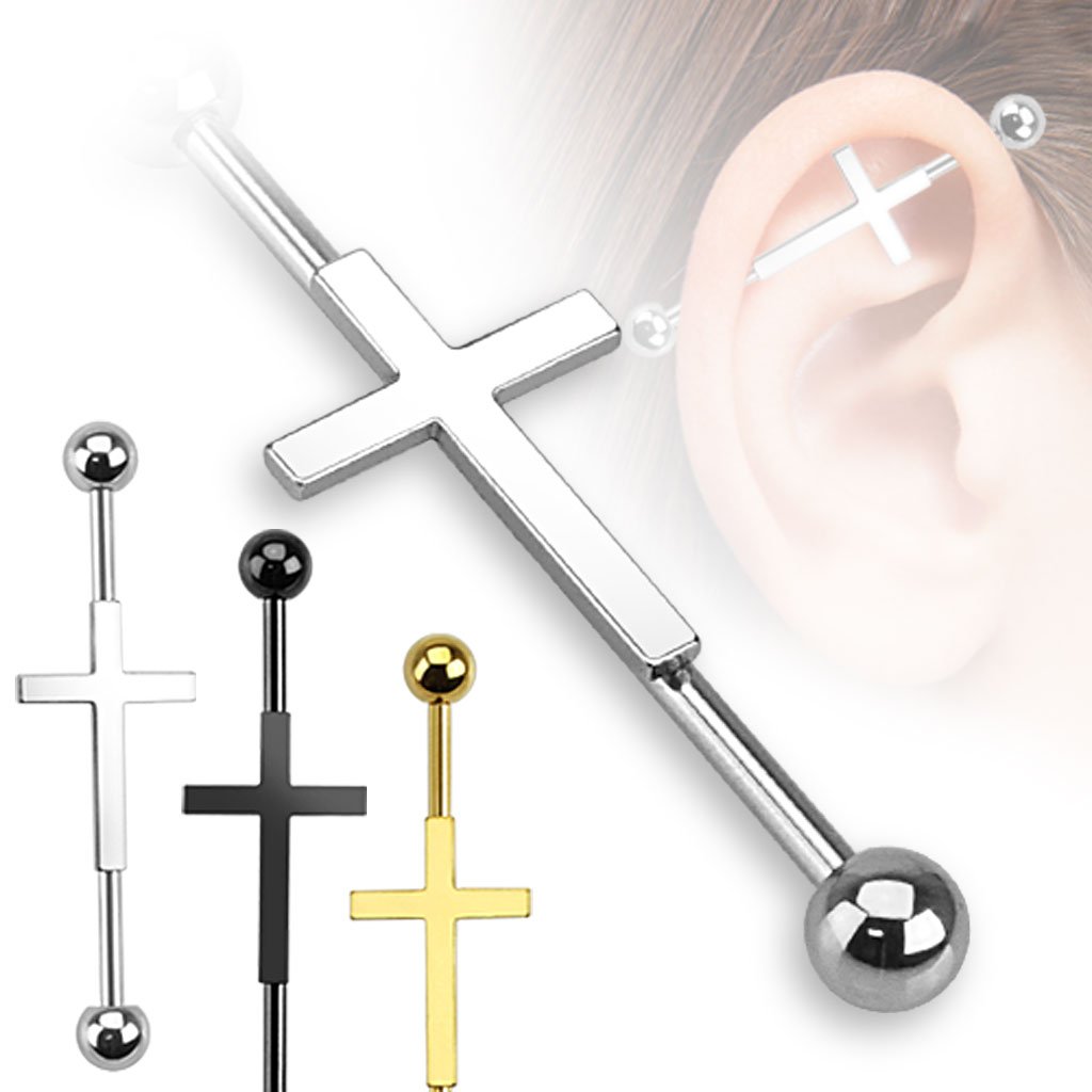 Cross Centered 316l Surgical Steel Industrial Barbells